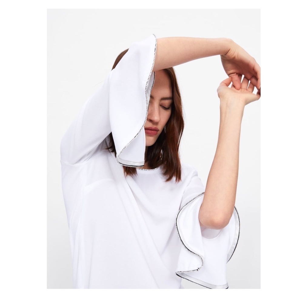 NWT ZARA Shiny Top Ruffled Sleeves​​​